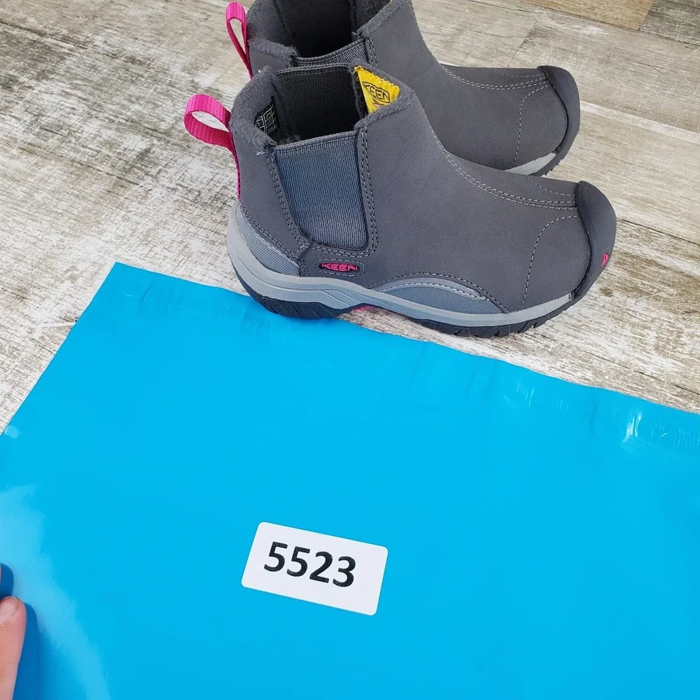 Keen Kootenay III Chelsea Boots Kids Sz 8 Gray Leather Slip On Mid Top